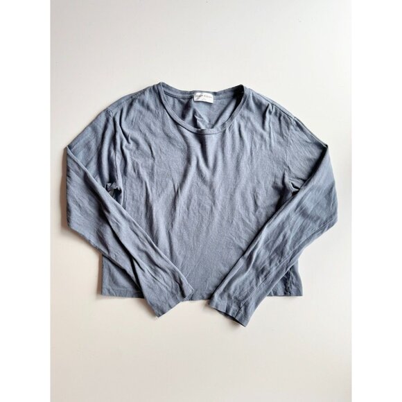 Aritzia DENIM FORUM The Kate Blue Cotton Boxy Long Sleeve Tee T-Shirt, Size M - Picture 5 of 11